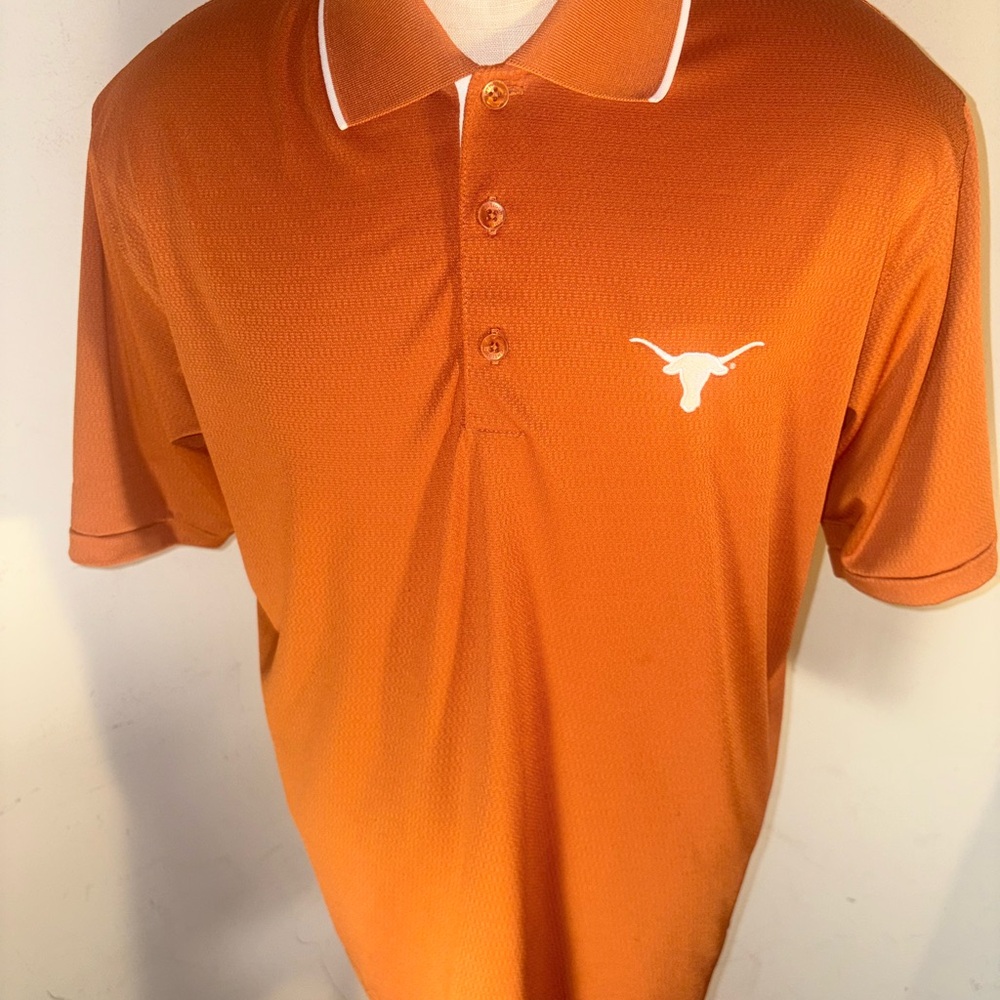 Antigua university of Texas Burnt Orange Polo Shirt with White Accents(117)